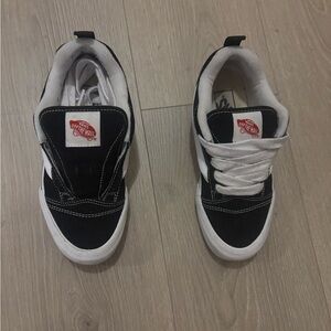 Knu School Vans Black and White Low-Top Shoes